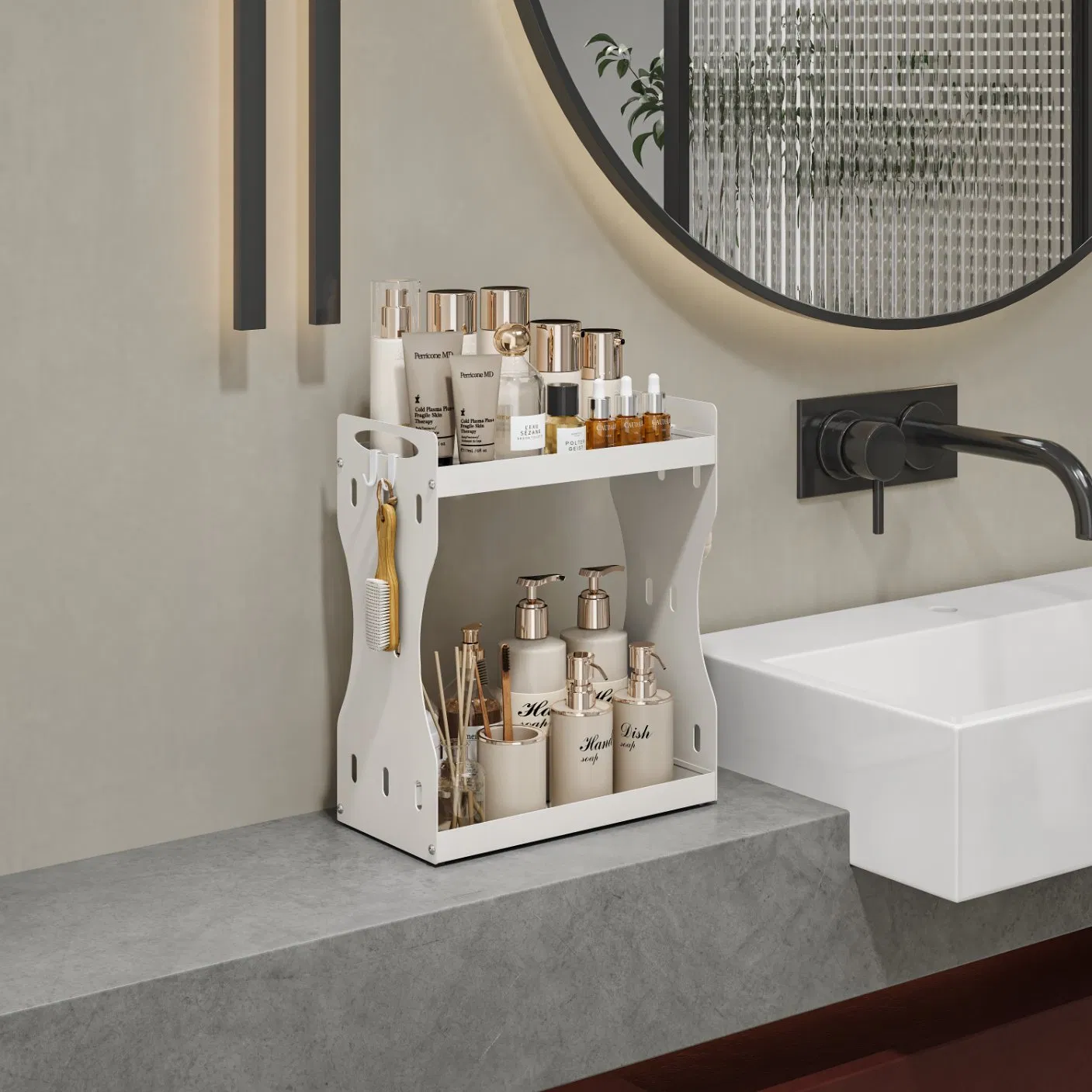 Stylish Adjustable Double Layer Spice Rack for Kitchen Storage