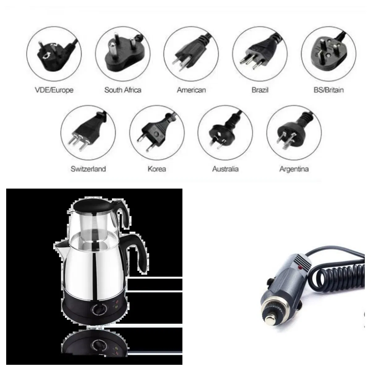 Glass Teapot 0.7L with Electric Stainless Steel Kettle 1.8L, 2 in 1