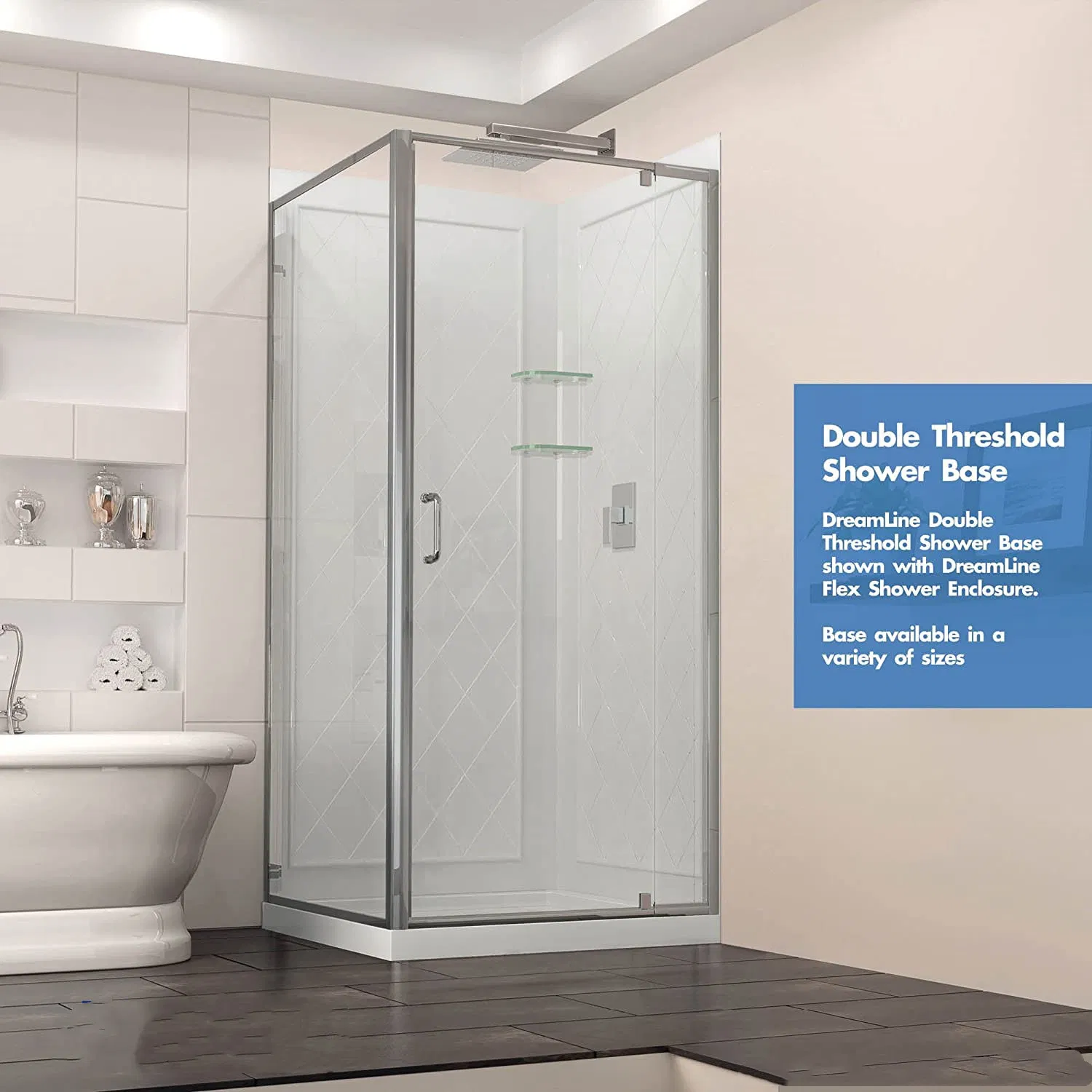 Rectangular Shower Base with Single Threshold and Center Drain (BD-3002)