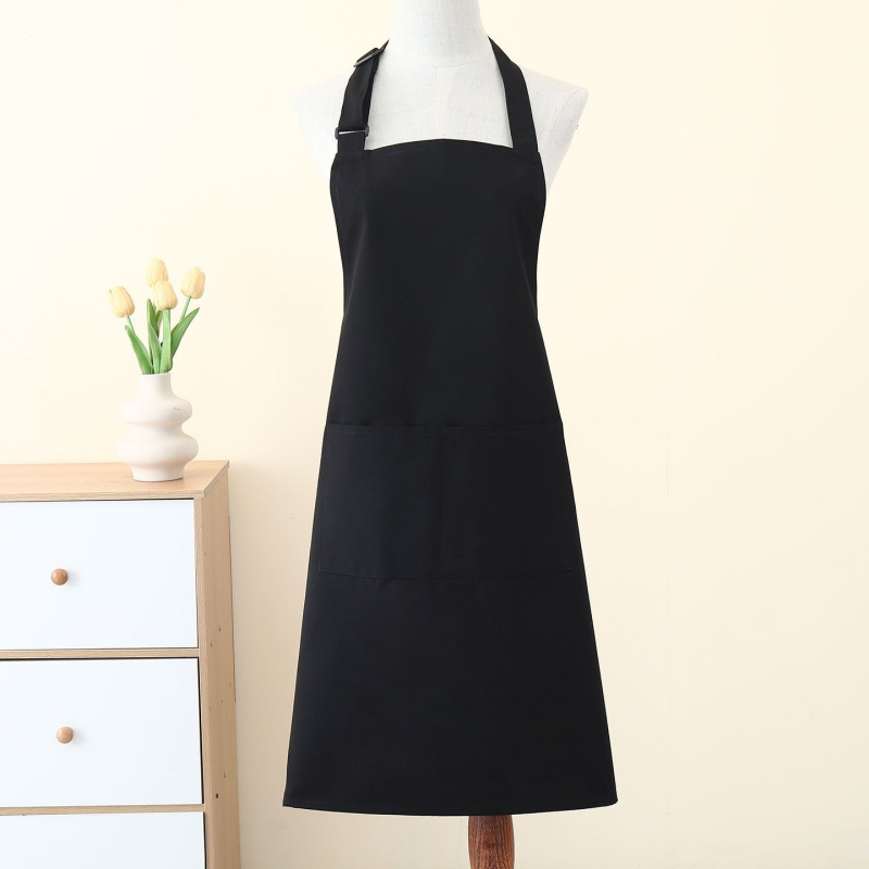 Custom Logo Color Design Aprons Waite Salon Cooking Waterproof Cotton Kitchen Black Apron for Waiter