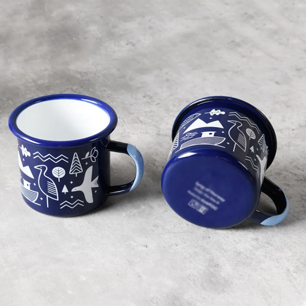 Enamel Mug Good Quality Custom Color Logo Portable Metal Steel Enamel Coffee Tea Milk Mug Camping Mugs