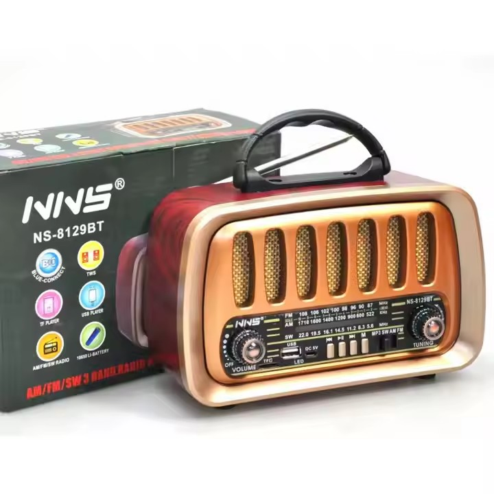Ретро радио NS-8129BT с Bluetooth, деревянный корпус