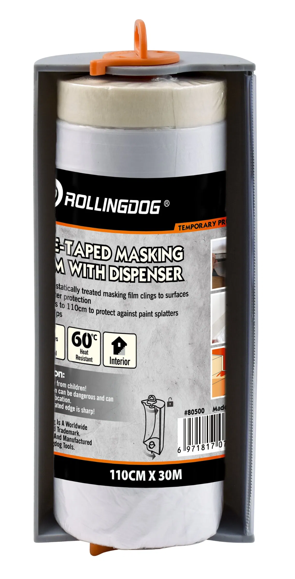 Rollingdog-PRO 80500 Pre-Taped Masking Film with Dispenser