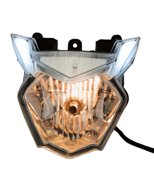 Advanced LED Motorcycle Headlight with Bright Yellow, Red, and White Light