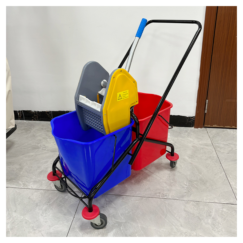 60L PP Plastic Hotel Cleaning Mop Wringer Trolley Double Bucket for Restaurant