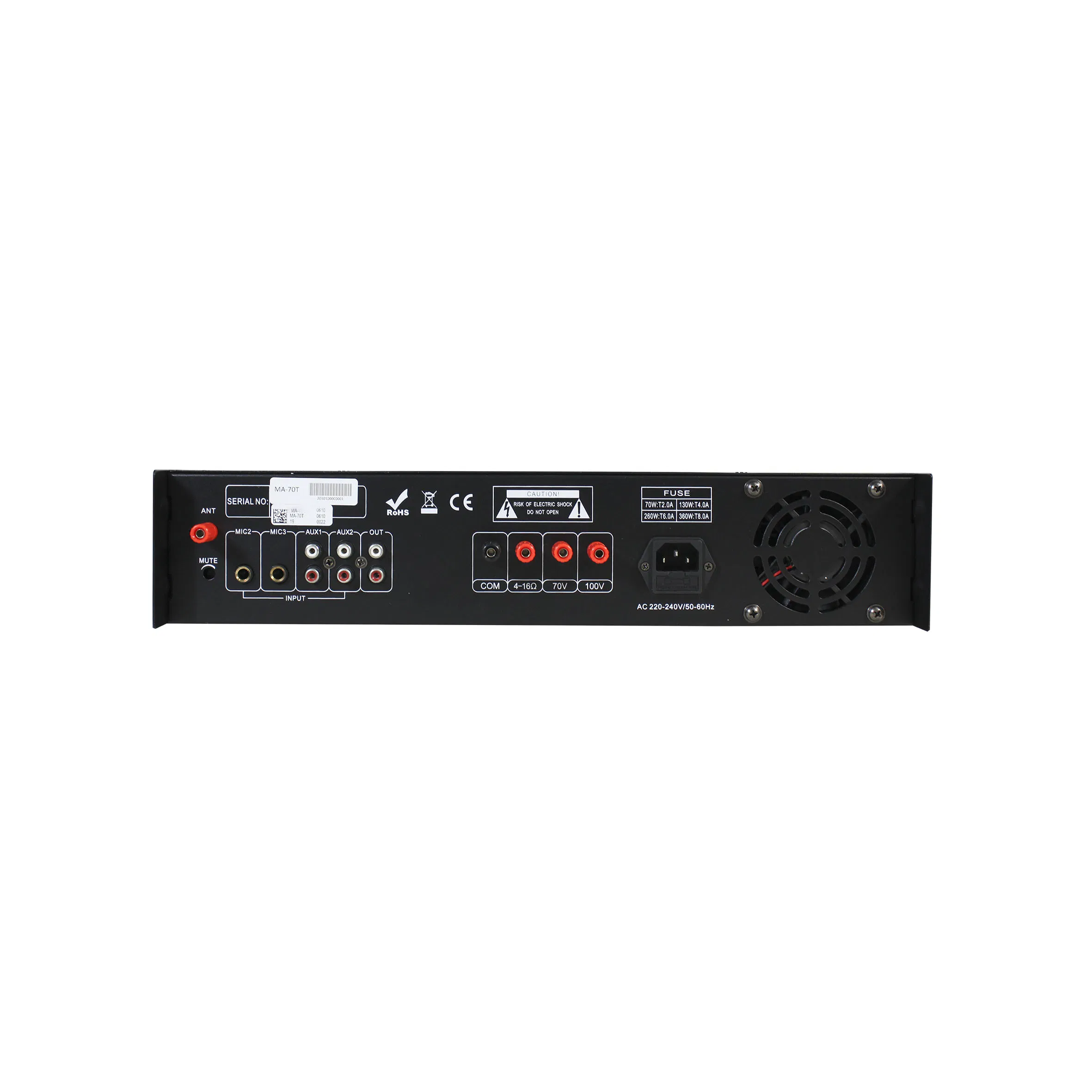 70 Watts Highly Flexible professional Mixer Amplifier with 3 Microphone and 2 Auxiliary Inputs
