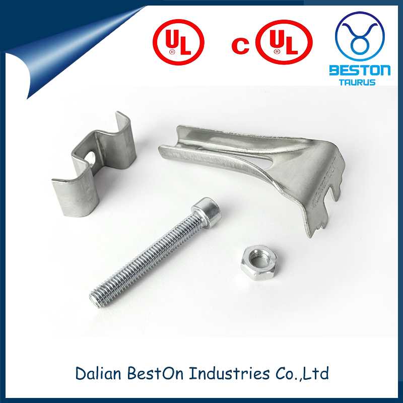 Dalian Beston Channel Beam Clamp High-Quality Weight 0.15749 Lbs Dimensions 5/8" X 1-9/16" X 1" Electro Galvanized Universal Malleable Beam Clamp for 1/4" Rod