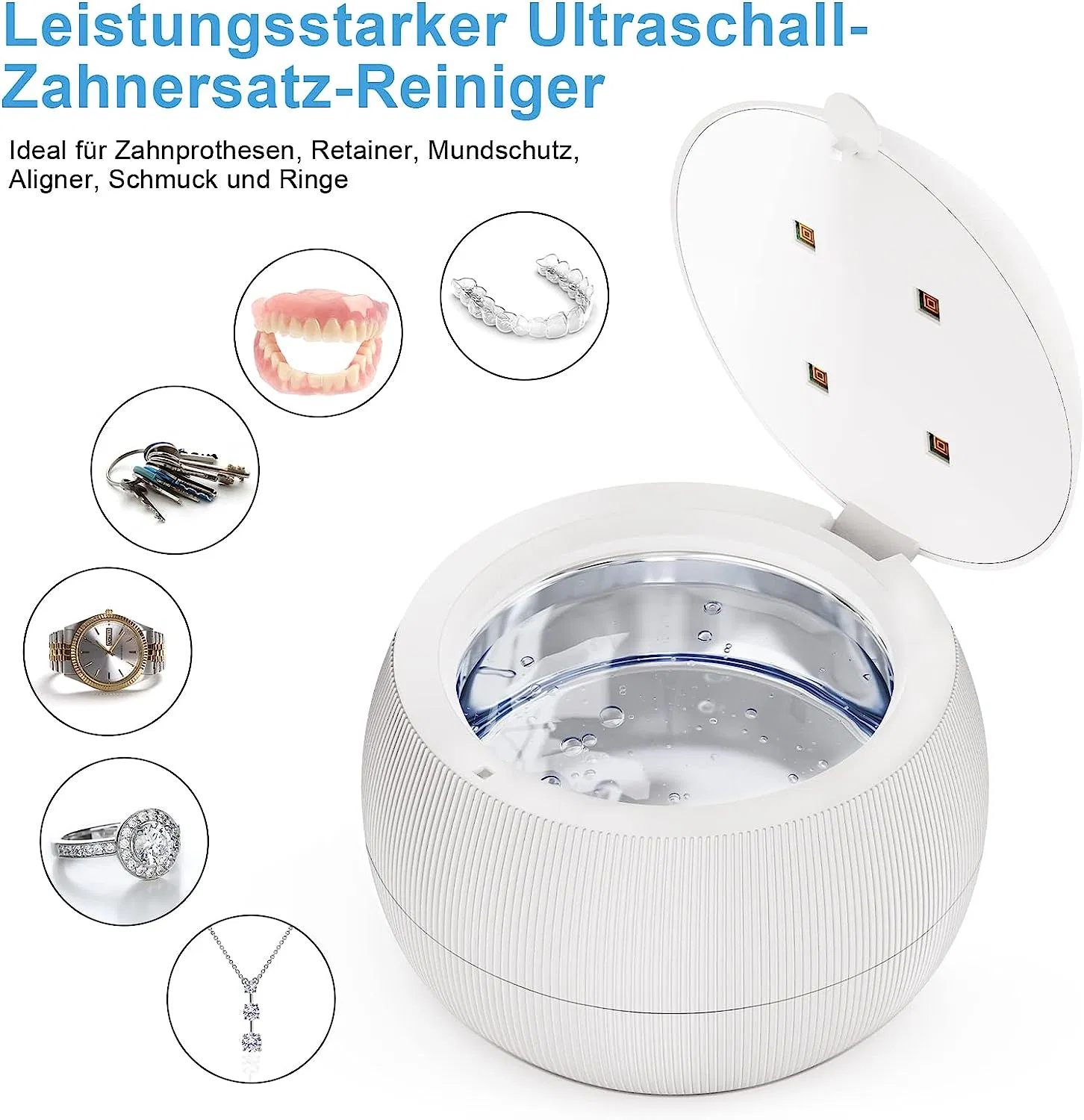 Portable Denture Cleaning Machine Dental for Dentures Aligner Mouth Guards Toothbrush Head Jewelry Ultrasonic Retainer Cleaner