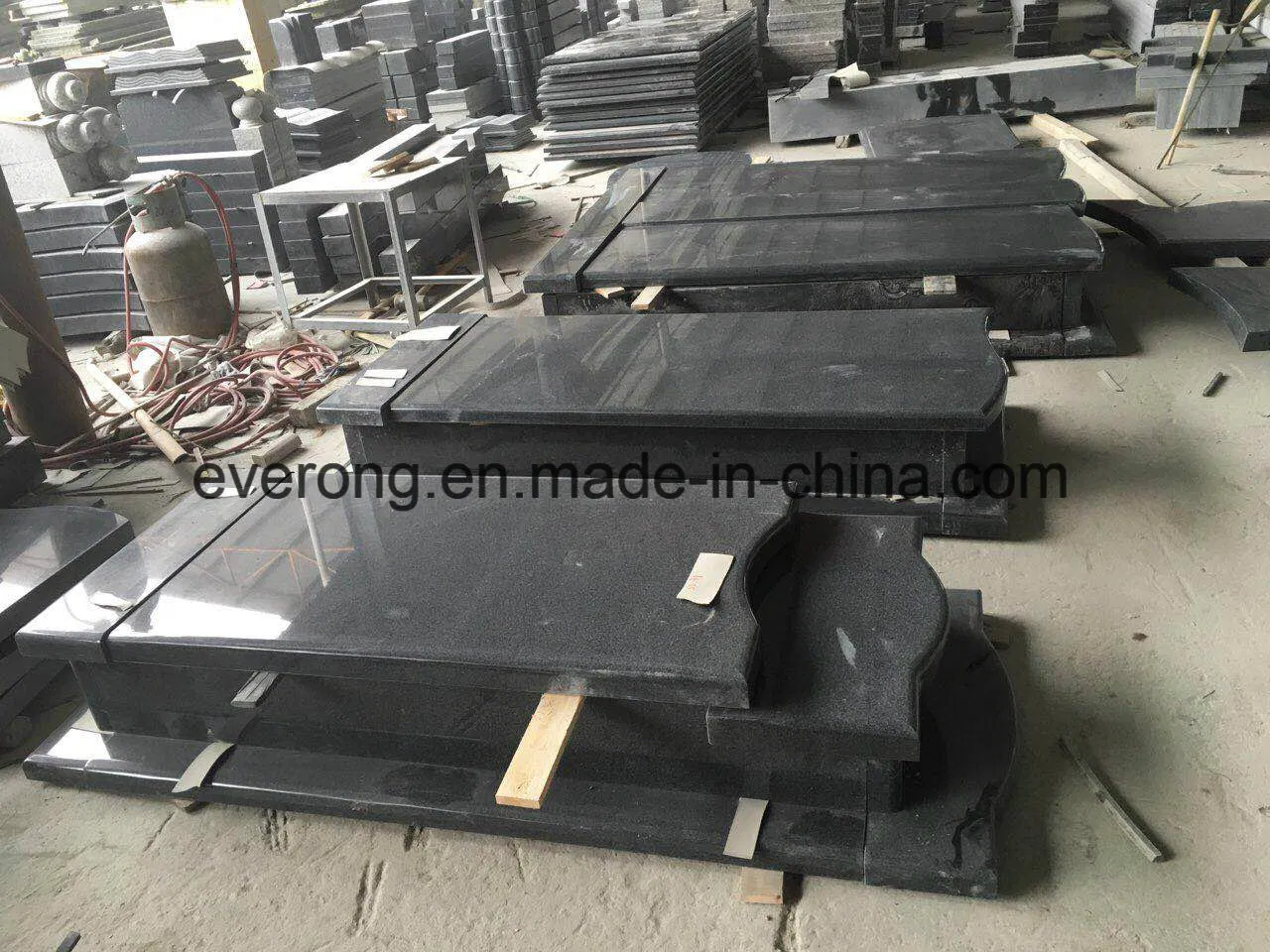 Cheap Grey Black Pink Rose Granite Carving Flat Engraving Vases Angel Bench Double Headstone for Graves Monuments Cemetery Memorial