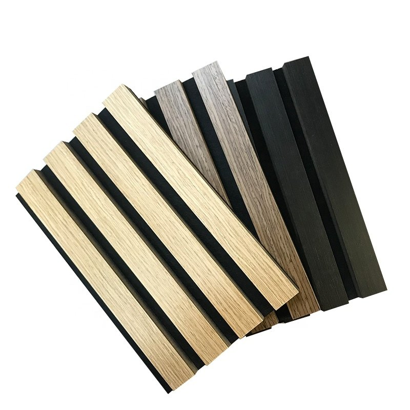 Durable Ribbon-Shaped Wood Veneer Acoustic Slat Panels for Comfortable Home Design