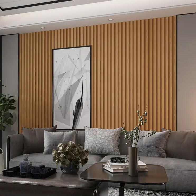 High Grade Hollow Design Indoor Interior Laminated Slat Fluted WPC Wall Panel