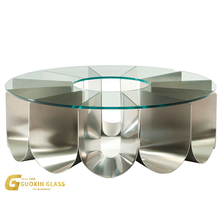 OEM Dia. 1000mm Clear Toughened Tempered Round Square Irregular Shaped Glass Table Top