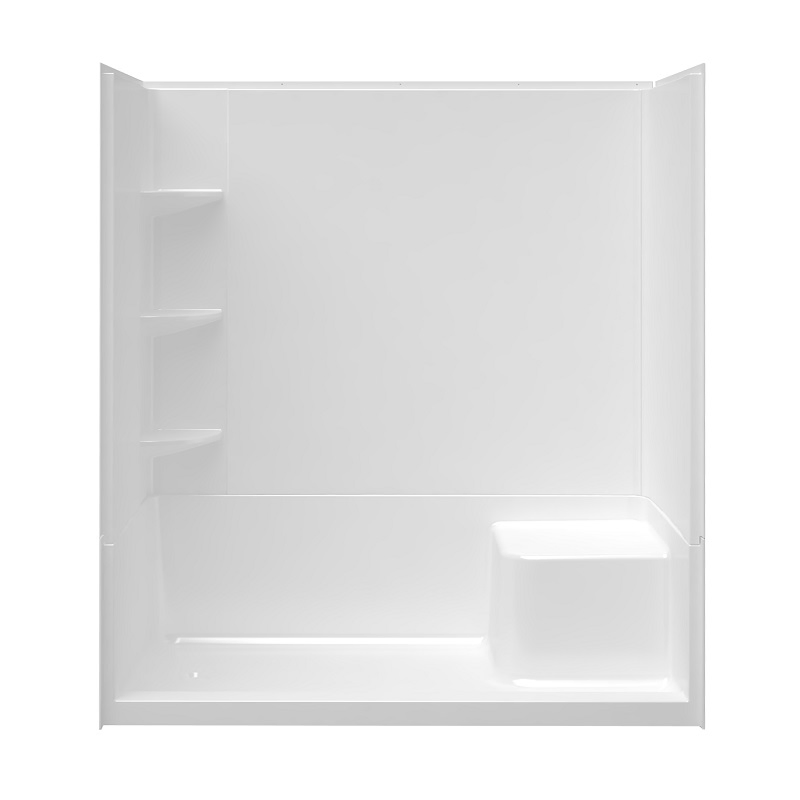 813X1524X1676mm Shower Room 2.2mm Thick White Acrylic Wall Panel with Storage Rack
