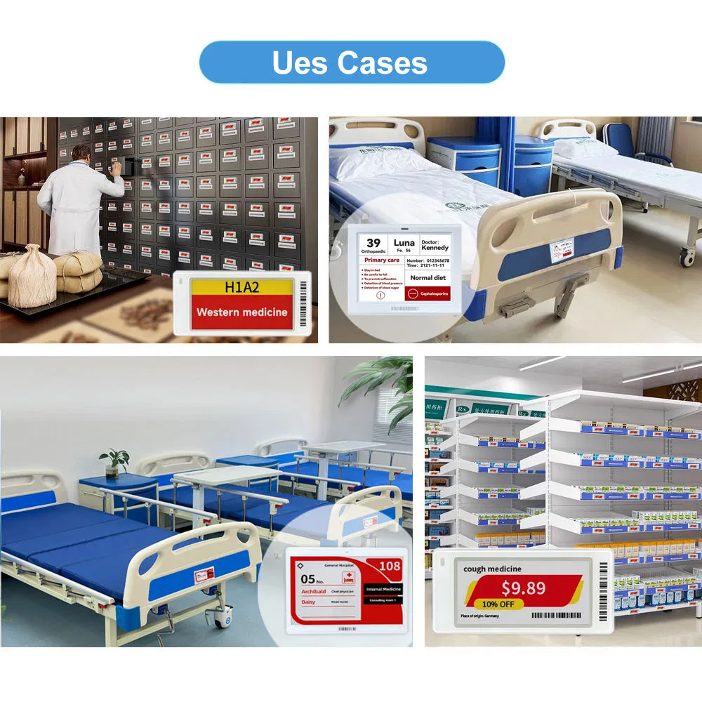 Large 7.5/11.6 Inch E Ink Display for Hospital Bedside & Meeting Room, Wireless 2.4GHz Electronic Sign with Crash Prevention System, OEM/ODM