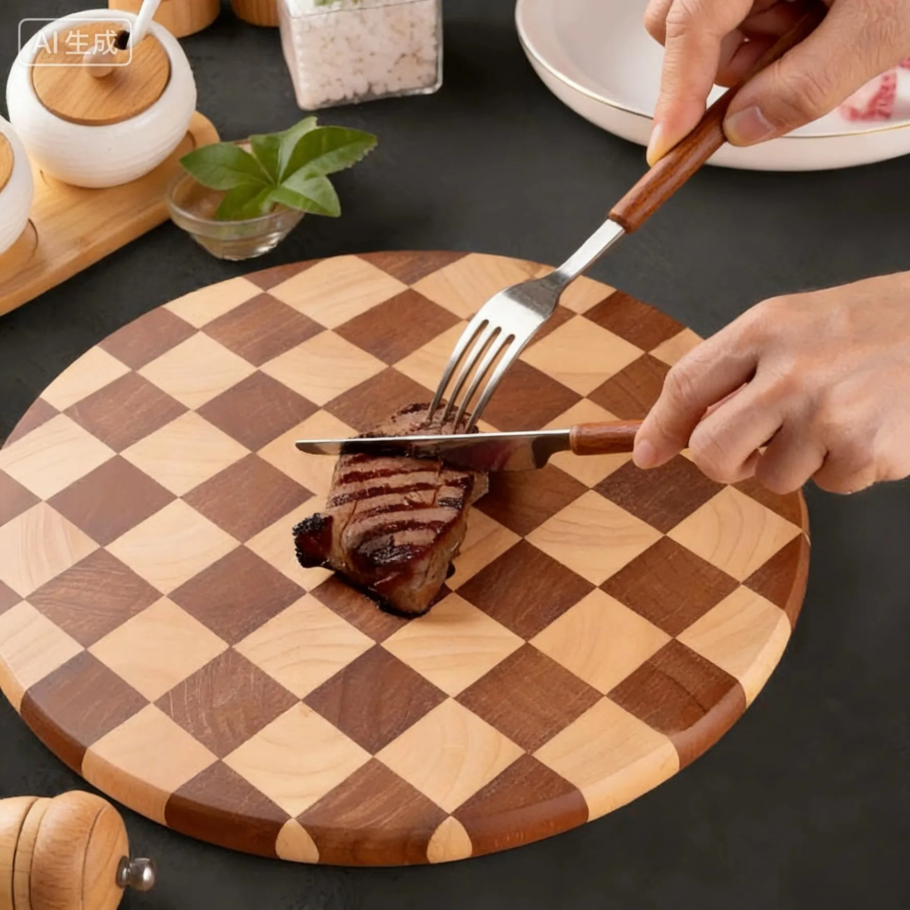 Круглая разделочная доска из дерева