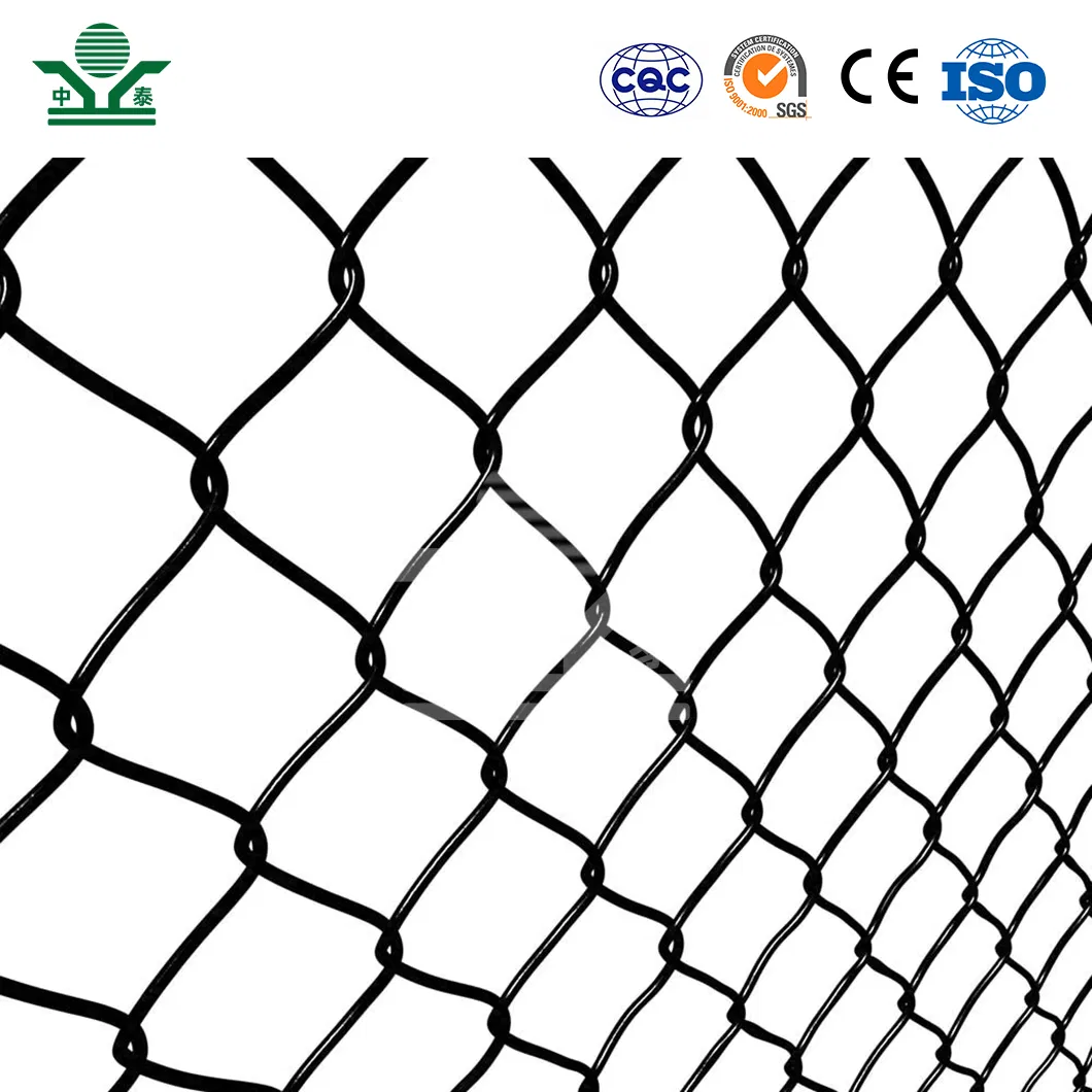 Zhongtai Black Metal Chain Link Fence China Manufacturing Vinyl Coated Stadium Chain Link Fence 3.8mm Diameter Stadium Fence