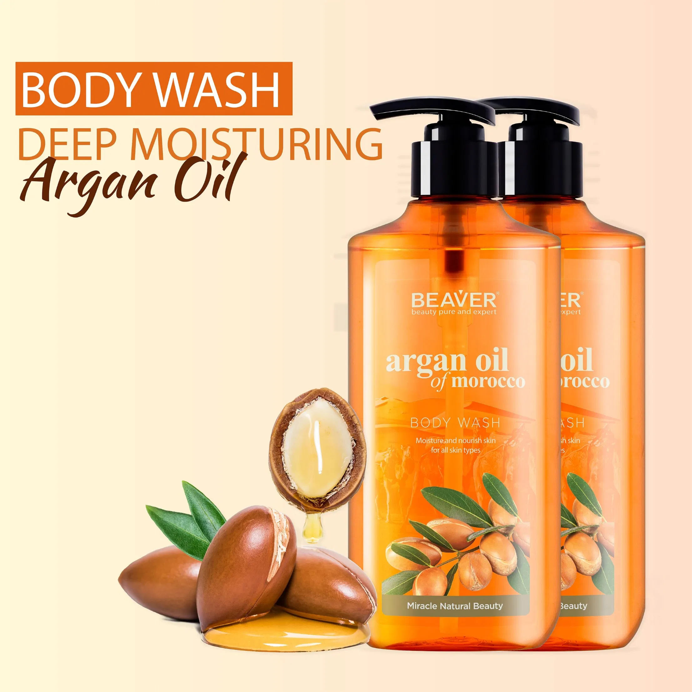 Beaver Argan Oil from Moroccan Shower Gel Labels Bath Body Care Products