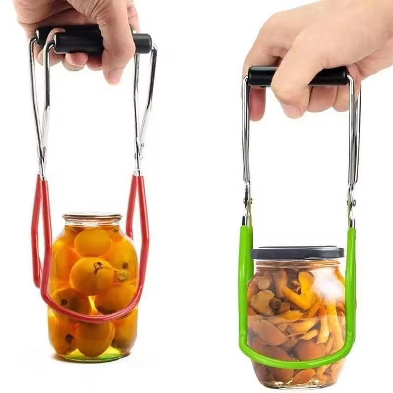 Stainless Steel Wide Mouth Funnel Jar Lid Wrench Jar Lifter Magnetic Lid Lifter Tongs Canning Kit with Grip Handle