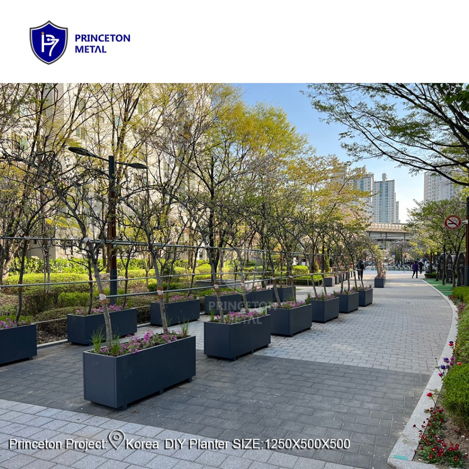 Wholesale Modern Style Large Rectangular Garden Aluminium Metal Planter Box Factory Direct Supply