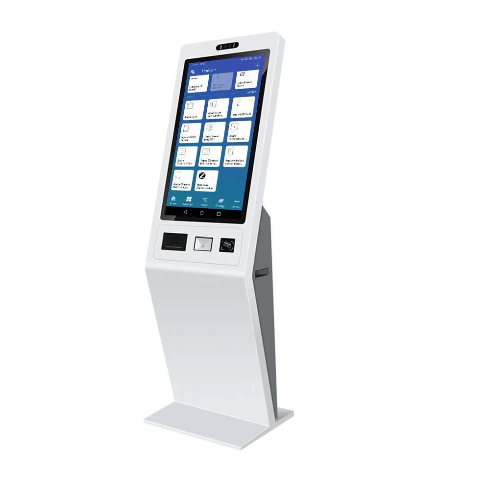 White Slanted 21.5 32 Inch Android Linux Touchscreen Self Ordering Kiosk