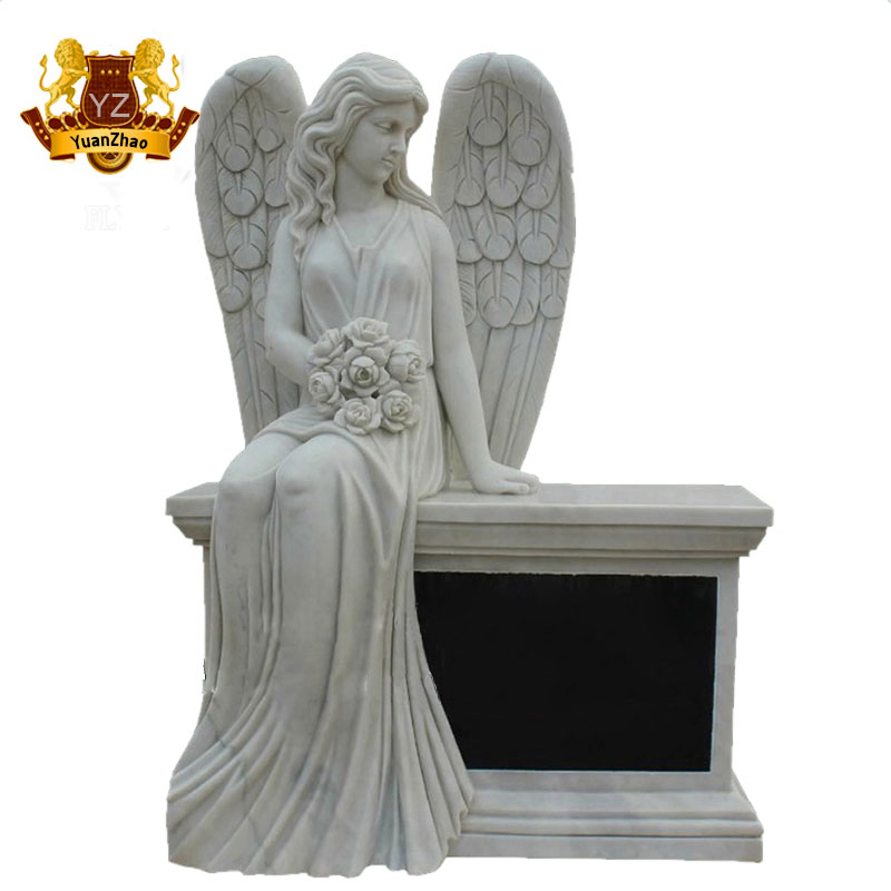 Customized Natural Granite Marble Stone Headstone with Angel Statue for Cemetery