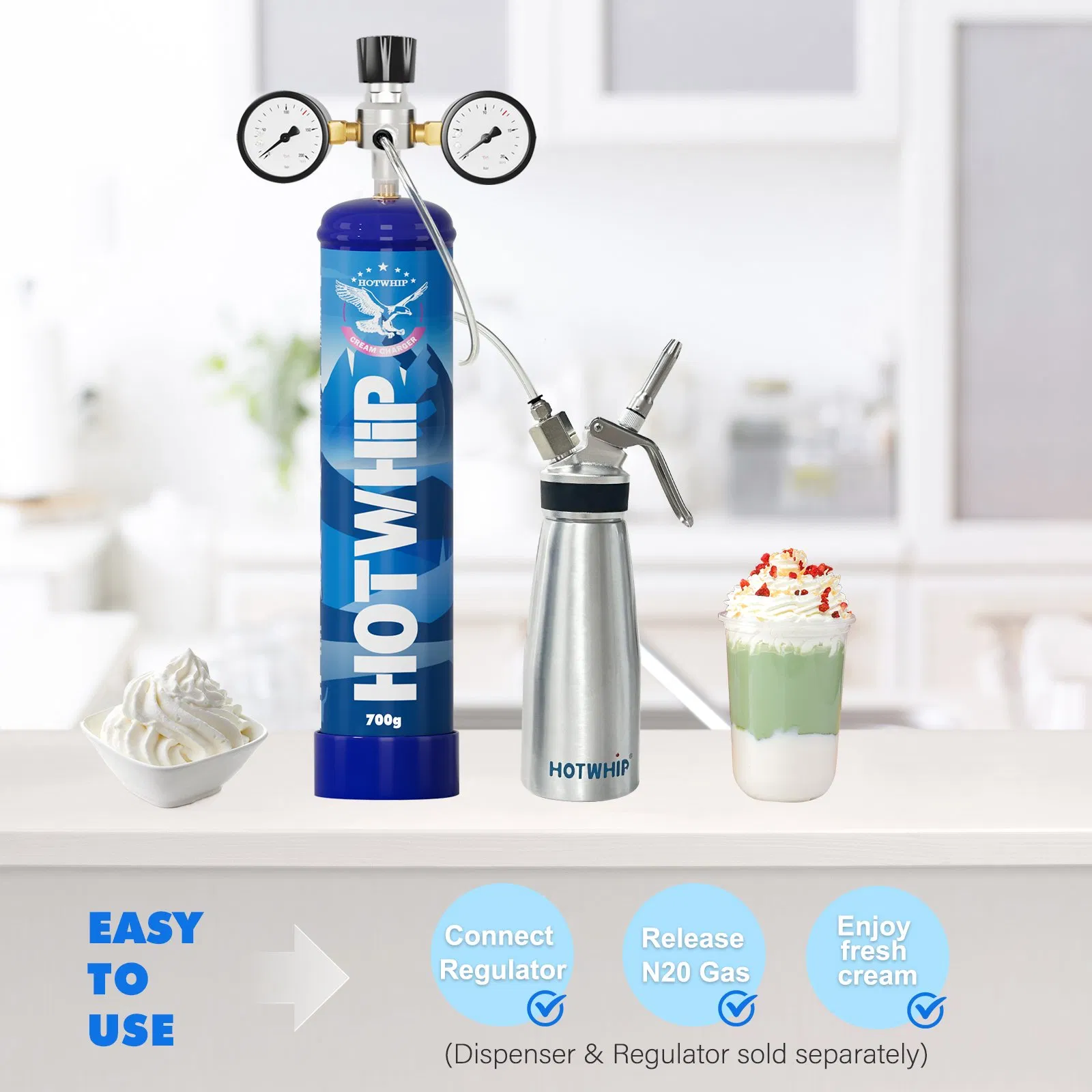 615g/640g/666g/1364G/2000g Nitrous Oxide N2o Fast Gas Cylinder for Whipped Cream Chargers