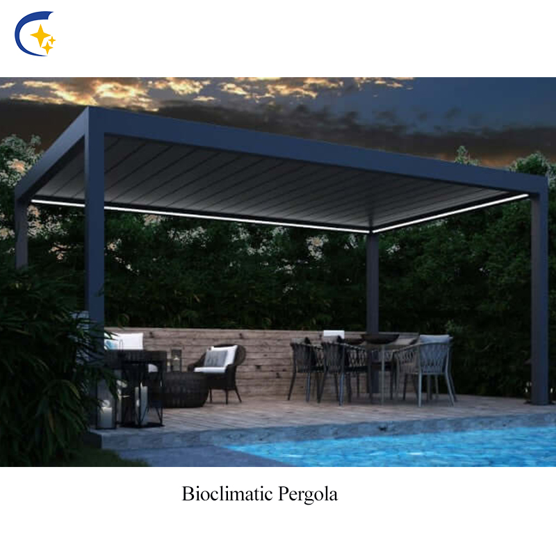 10X10 Pergola Bioclimatic Blackout Retractable Canopy Louvre PVC Fabric Awning Pergola