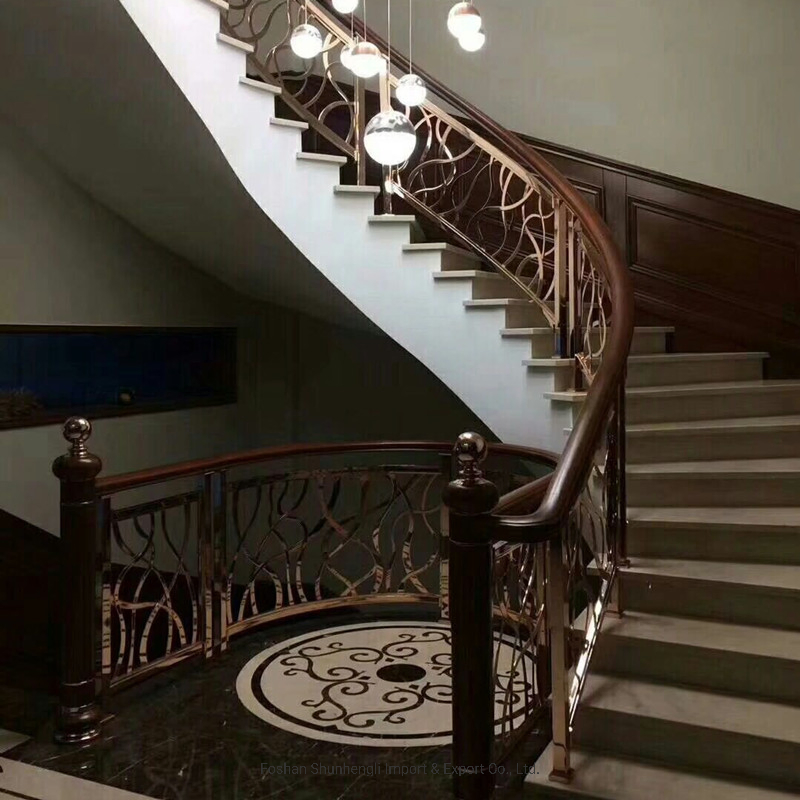 Curved Staircase Stainless Steel Laser Cut Design Railing