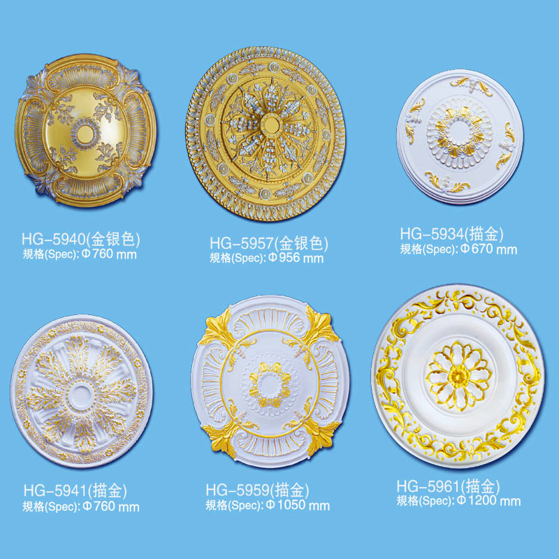 Modern European PU Ceiling Rose High Density Polyurethane Ceiling Tiles Interior Ceiling Medallion Moulding