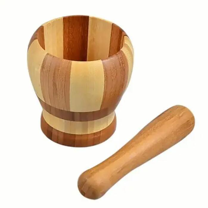 Bamboo Mortar and Pestle Sets as Kitchen and Pharmacies Tools