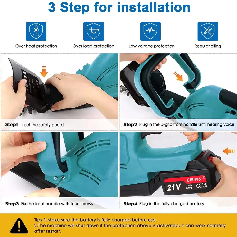 "Low-Noise Cordless Electric Trimmer - Brushless Garden Hedge Cutter"