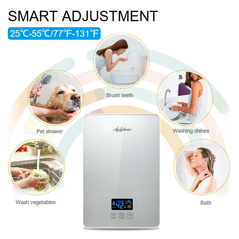 Smart LED Digital Tankless Electric Water Heater for Bathrooms