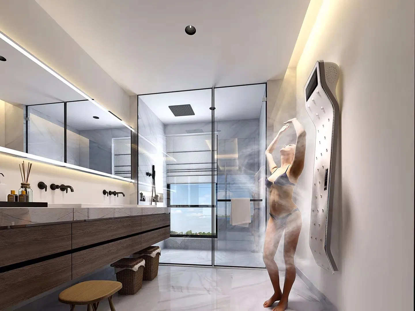 Wall Mounted Atmospheric Touch Screen Control Body Dryer for Bathroom Body Dryer