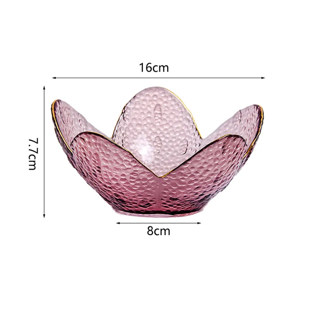 Hot Sale Creative Gold Rim Coloring Petal Hammered Rainbow Glass Bowl