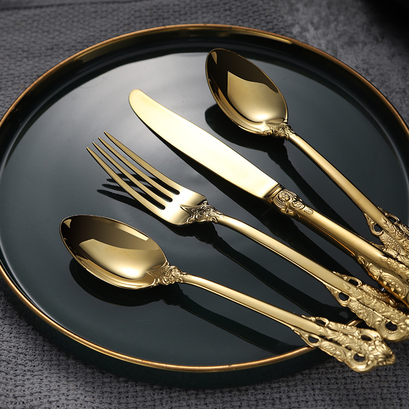 Stainless Steel Cutlery Set Palace Series Gold Plated Vintage Cutlery