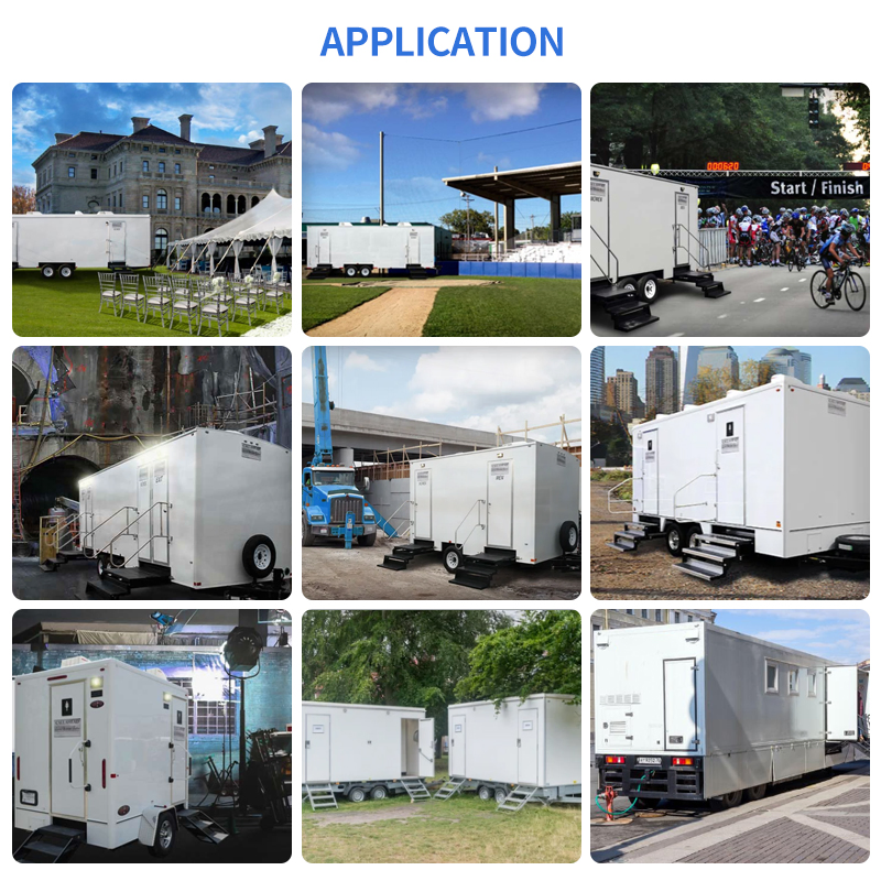 Prosky China Manufacturer Mobile Toilet Outdoor Luxury Portable Toilets Trailer Price 4 Stall Portable Restroom Trailer for Sale