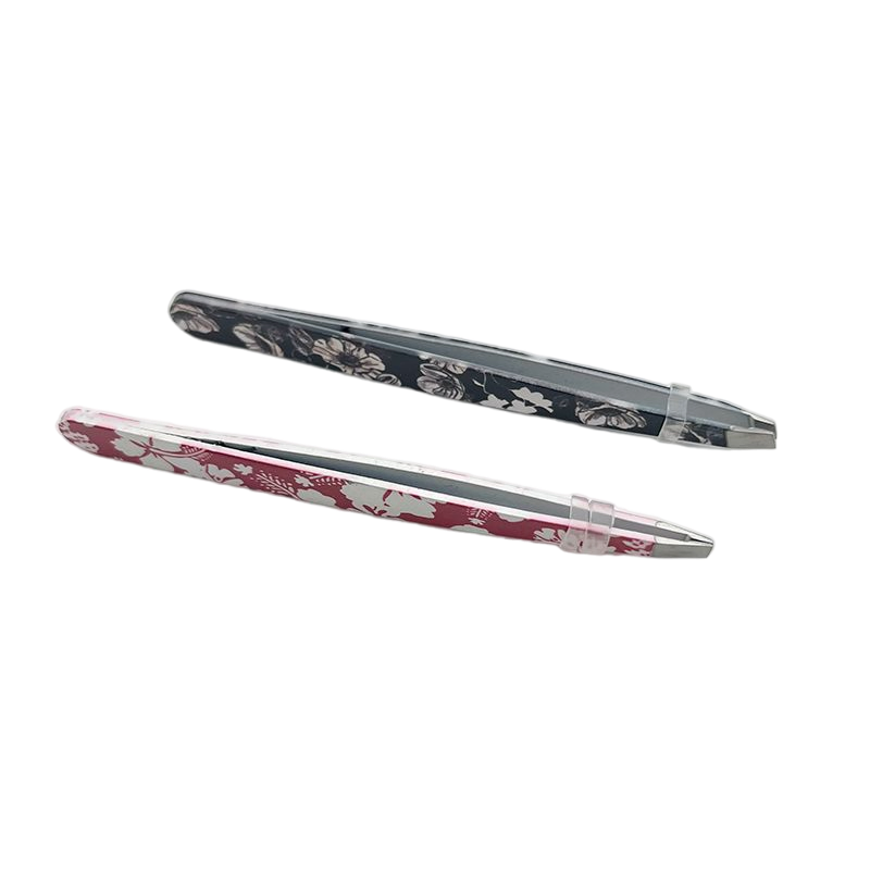 Custom Logo Stainless Steel Slant Tweezer for Eyebrows Lash Extensions Tweezer