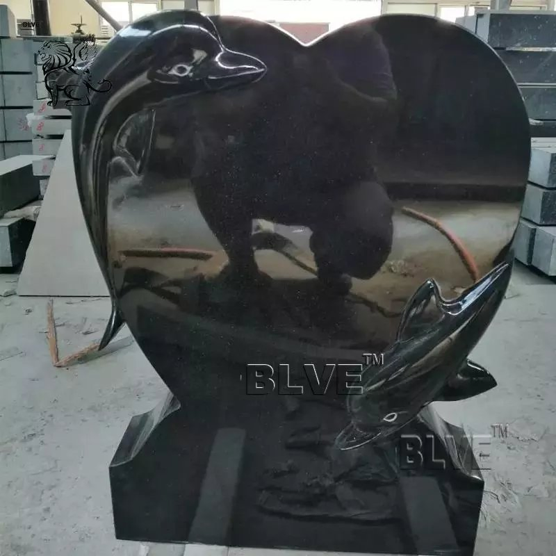 Factory Wholesale Modern Design Black Color Granite Monument Large Solid Natural Stone Tombstone