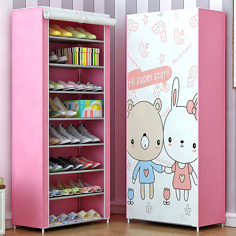 Dustproof Cloth Shoe Cabinet Creative Non-Woven Wrought Iron Multi-Layer Shoe Rack