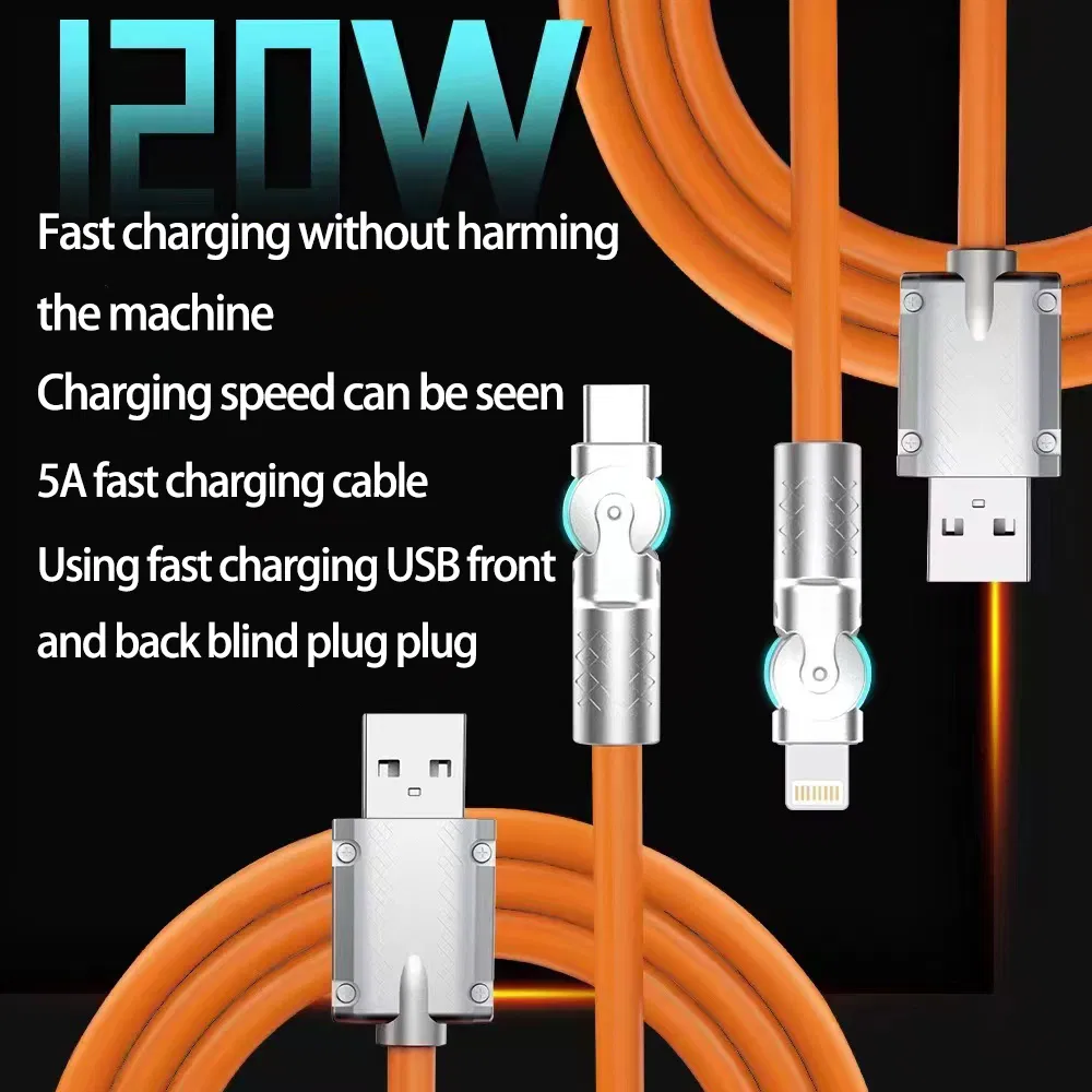 USB-C кабель с поворотным разъемом 180°, быстрая зарядка