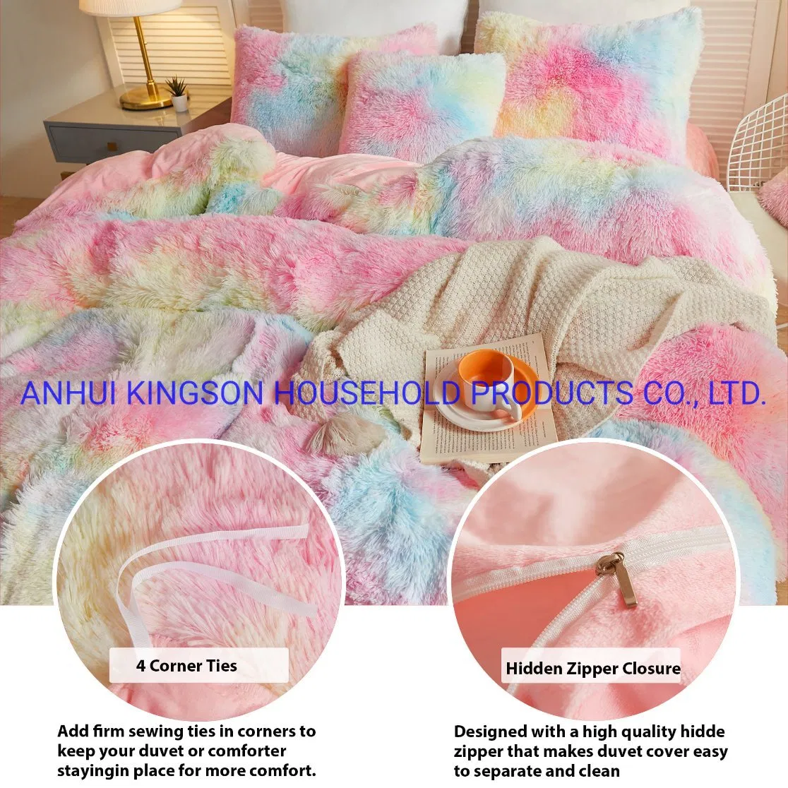 3 Pieces Luxury Shaggy Faux Fur Duvet Cover Set Soft Fluffy Fuzzy Comforter Cover Set