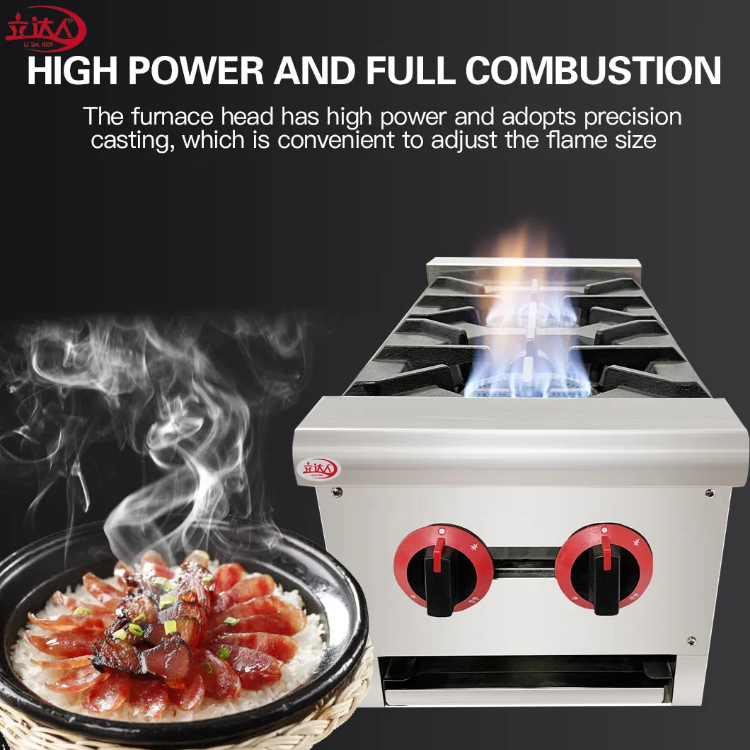 CE Certified Ld-Rb2 2-Burner Commercial Gas Stove - Stainless Steel, Adjustable Stands