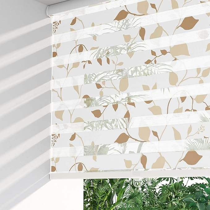 DIY Friendly Double Layer Roller Blinds - Adjustable Zebra Pattern for Modern Homes & Offices