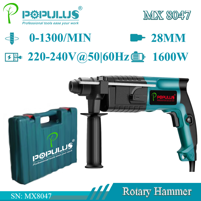 Populus New Arrival Industrial Quality Rotary Hammer Power Tools 1600W Electric Hammer for Argentina Market