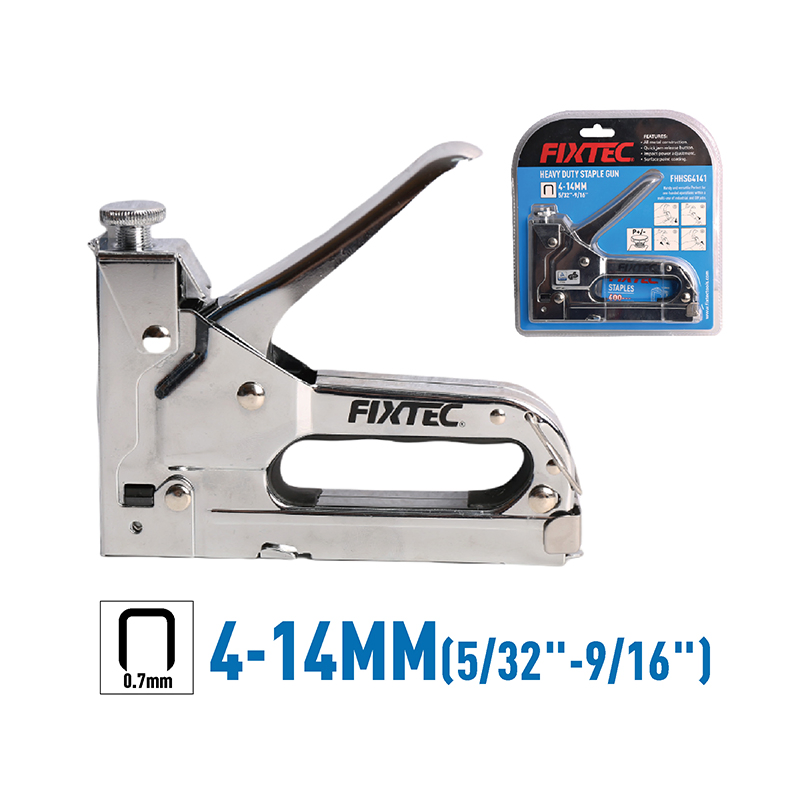 Fixtec Hand Woodworking Tool 4-14mm Iron Nail Gun Manual Tacker Staplers Wood Staple Gun