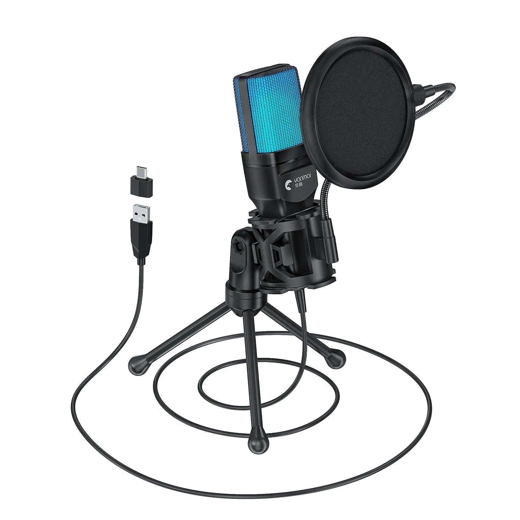 Cool RGB Lighting Integrated Foldable Microphone