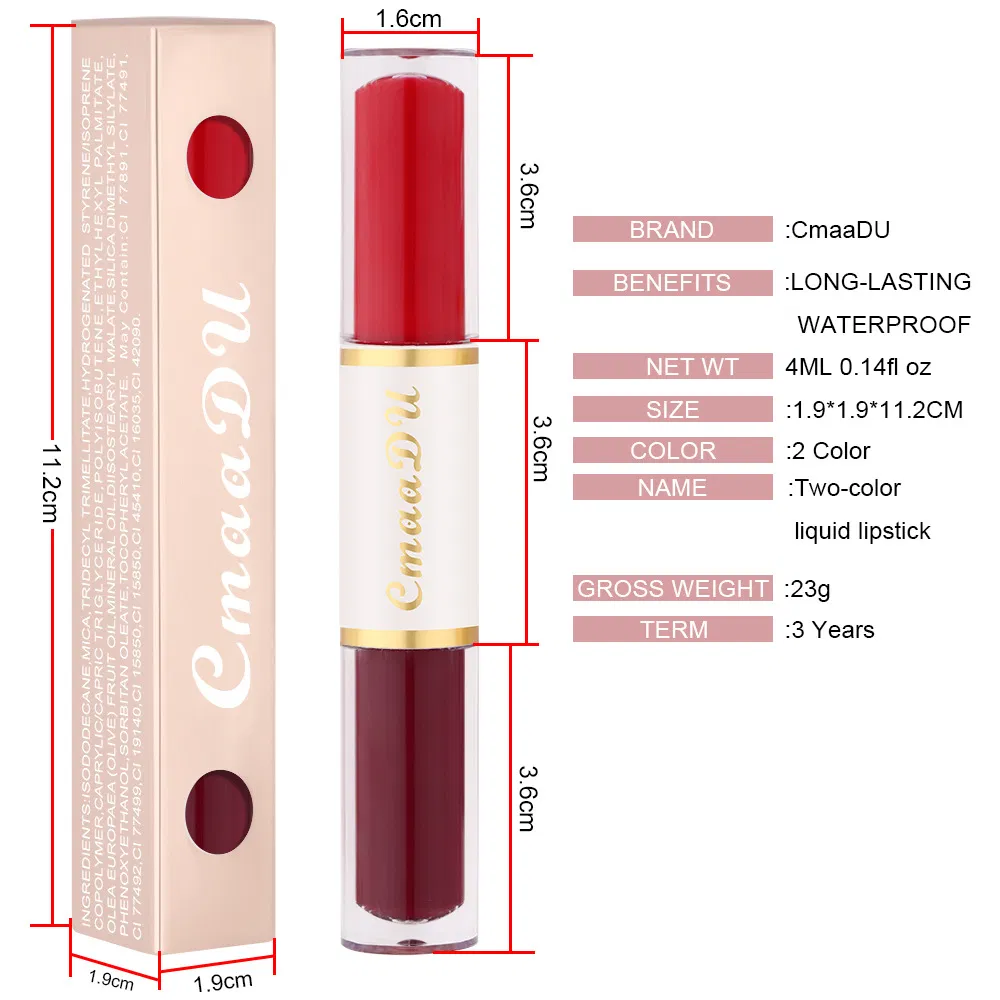China Men 2 in 1 Matte Lipstick & Liquid Lip Gloss Set, Long Lasting Waterproof Glossy Lip Glaze, Long Lasting High Pigment Lip