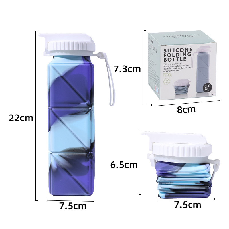 Складная силиконовая кружка для спорта и походов, 620 мл