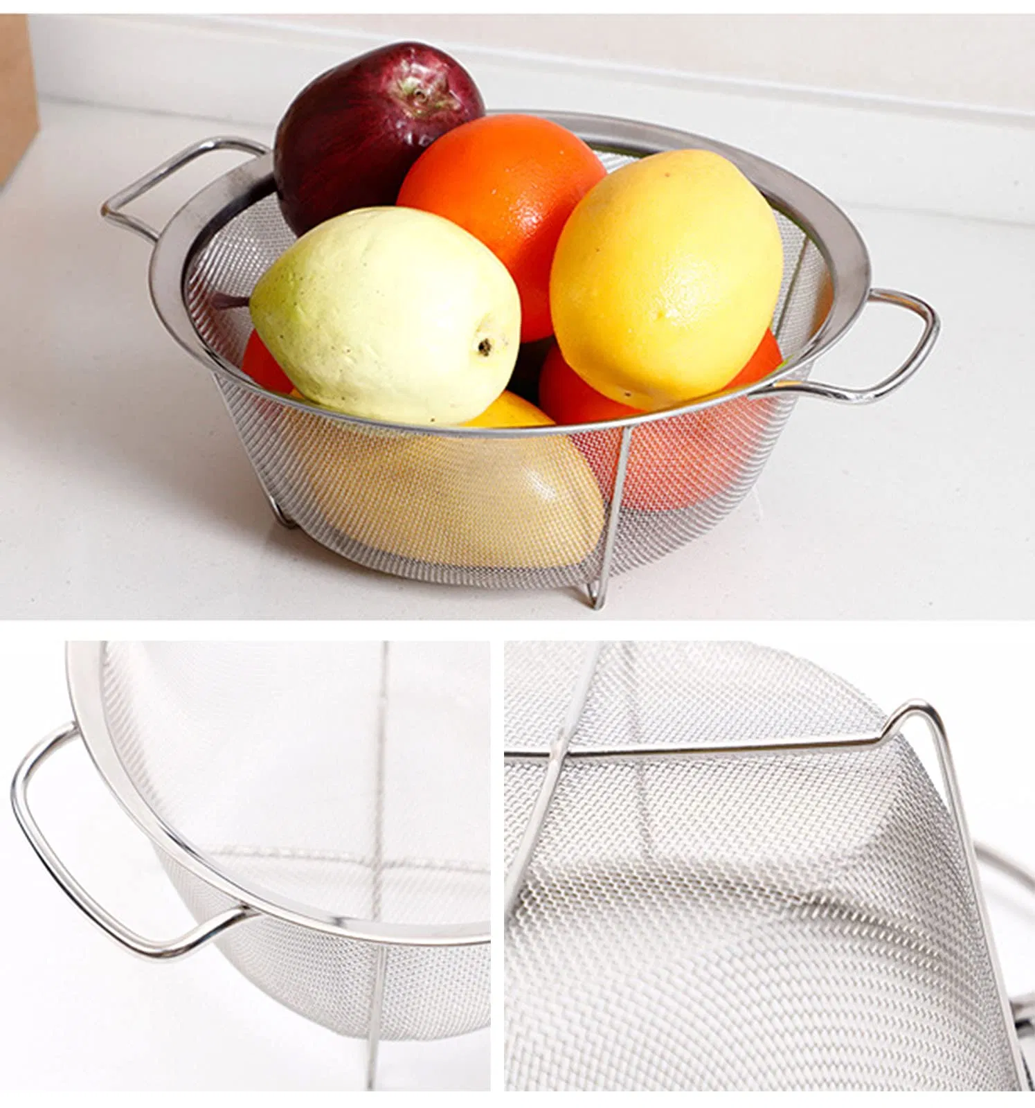 Stainless Steel Mesh Colander Strainer Basket Small Fine Mesh Net Colander