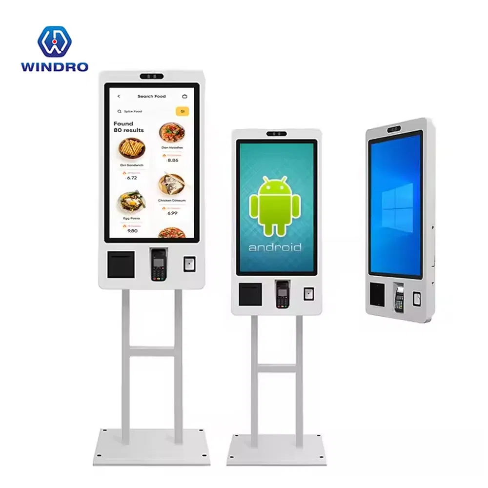 Kfc Restaurant 21.5 23.8 27 32 Inch Touch Screen Cashless POS Fast Food Self Service Order Payment Terminal Kiosk Floor Stand Machine